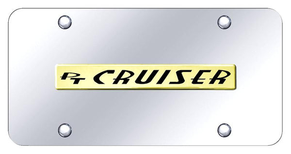 Chrysler PT Cruiser Gold on Chrome 3D Bar License Plate - PTC.N.GC