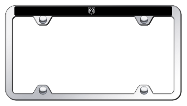 RAM Ram Head Wide Body ABS Truck Frame - Laser Etched Mirrored License Plate Frame - PTFW.RAMH.EC