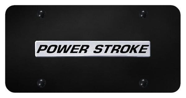 Ford Powerstroke Chrome on Black 3D Bar License Plate - PWR.N.CB