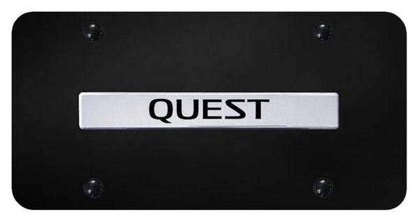 Nissan Quest Chrome on Black 3D Bar License Plate - QUE.N.CB