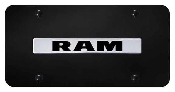 Dodge Ram Chrome on Black 3D Bar License Plate - RAM.N.CB