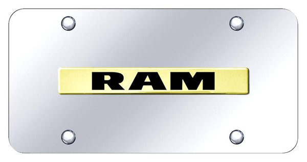 Dodge Ram Gold on Chrome 3D Bar License Plate - RAM.N.GC