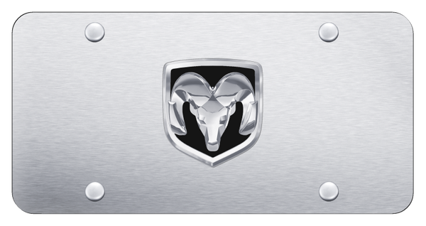 RAM Ram OEM License Plate - Chrome on Brushed License Plate - RAM.OEM.CS