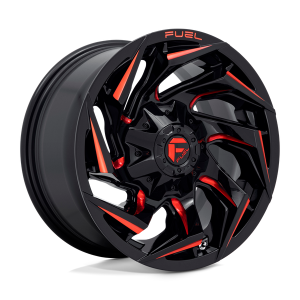 Fuel 1PC D755 REACTION GLOSS BLACK MILLED WITH RED TINT Wheels for 2021-2023 FORD F-150 [] - 20X9 1 MM - 20"  - (2023 2022 2021)