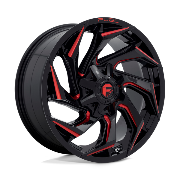 Fuel 1PC D755 REACTION GLOSS BLACK MILLED WITH RED TINT Wheels for 2013-2023 FORD F-250 F-350 SUPER DUTY [] - 20X9 20 mm - 20"  - (2023 2022 2021 2020 2019 2018 2017 2016 2015 2014 2013)