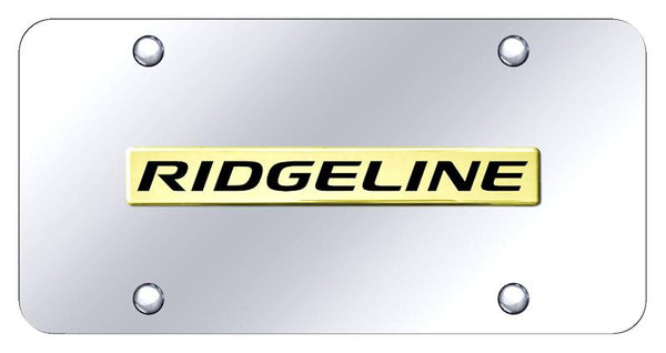 Honda Ridgeline Gold on Chrome 3D Bar License Plate - RID.N.GC