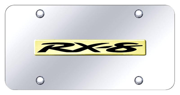 Mazda RX-8 Gold on Chrome 3D Bar License Plate - RX8.N.GC