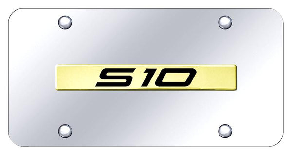 Chevrolet S-10 Gold on Chrome 3D Bar License Plate - S10.N.GC