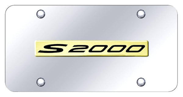 Honda S2000 Gold on Chrome 3D Bar License Plate - S20.N.GC