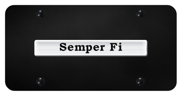 Semper Fi Name License Plate - Chrome on Black License Plate - SEFI.N.CB