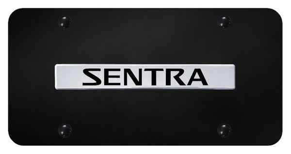 Nissan Sentra Chrome on Black 3D Bar License Plate - SEN.N.CB