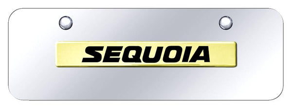 Toyota Sequoia Gold on Chrome 3D Bar Mini License Plate - SEQ.N.GCM