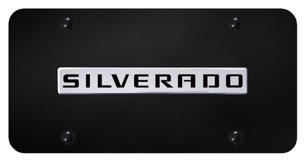 Chevrolet Silverado Chrome on Black 3D Bar License Plate - SIL.N.CB