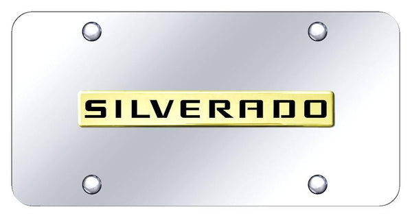 Chevrolet Silverado Gold on Chrome 3D Bar License Plate - SIL.N.GC