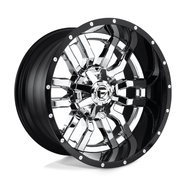 Fuel 2PC D270 SLEDGE CHROME PLATED GLOSS BLACK LIP Wheels for 2011-2023 GMC SIERRA 2500HD 3500HD [] - 22X10 -13 mm - 22"  - (2023 2022 2021 2020 2019 2018 2017 2016 2015 2014 2013 2012 2011)
