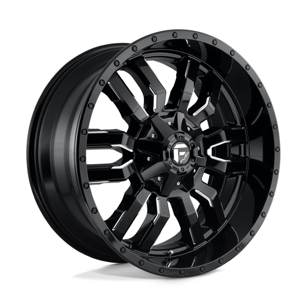 Fuel 1PC D595 SLEDGE GLOSS BLACK MILLED Wheels for 2013-2023 FORD F-250 F-350 SUPER DUTY [] - 22X10 10 mm - 22"  - (2023 2022 2021 2020 2019 2018 2017 2016 2015 2014 2013)