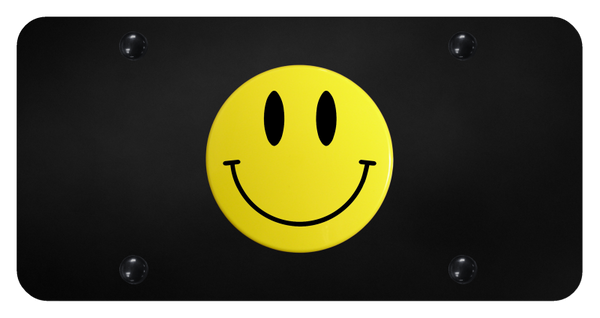 Smile Face License Plate - Yellow on Black License Plate - SMI.YB