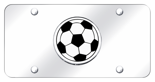 Soccer Ball License Plate - Chrome on Mirrored License Plate - SOC.CC