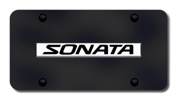 Hyundai Sonata Chrome on Black 3D Bar License Plate - SOT.N.CB