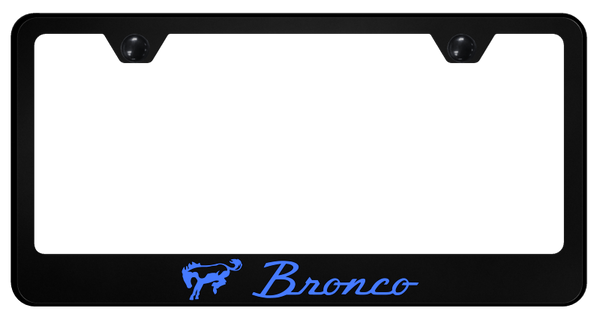 Ford Bronco Blue PC Frame - UV Print on Black License Plate Frame - SP.BRO.BLU.UB