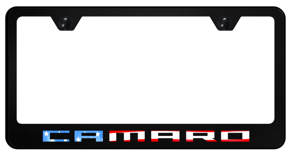 Chevrolet Camaro Flag PC Frame - UV Print on Black License Plate Frame - SP.CMRF.UB