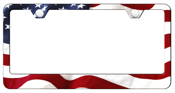 USA Flag PC Frame - UV Print on Black License Plate Frame - SP.FLAG.UB