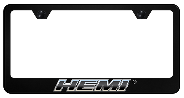 Mopar Hemi Slant Chrome PC Frame - UV Print on Black License Plate Frame - SP.HEM2.CHR.UB