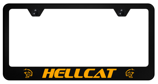 Mopar Hellcat Orange PC Frame - UV Print on Black License Plate Frame - SP.HLC.ORA.UB