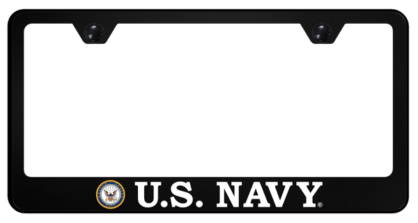 U.S. Navy Badge PC Frame - UV Print on Black License Plate Frame - SP.NAVY1.UB