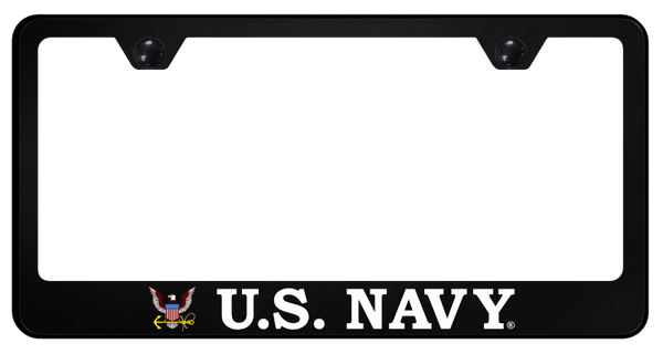 U.S. Navy Insignia PC Frame - UV Print on Black License Plate Frame - SP.NAVY2.UB