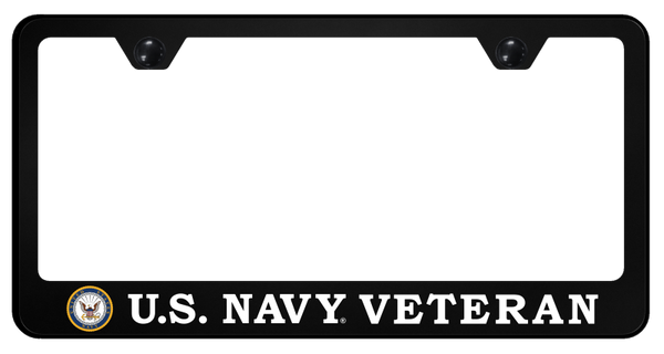 U.S. Navy Veteran PC Frame - UV Print on Black License Plate Frame - SP.NAVYV.UB