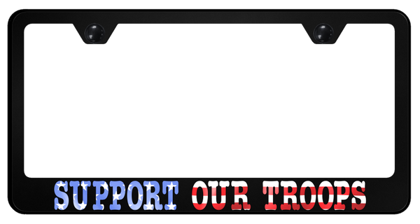 Support Our Troops PC Frame - UV Print on Black License Plate Frame - SP.SUT.UB