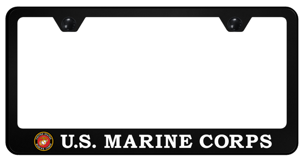 U.S.M.C. Badge PC Frame - UV Print on Black License Plate Frame - SP.USMC1.UB