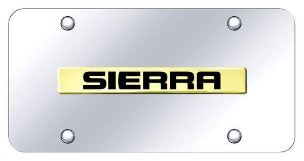 GMC Sierra Gold on Chrome 3D Bar License Plate - SRR.N.GC