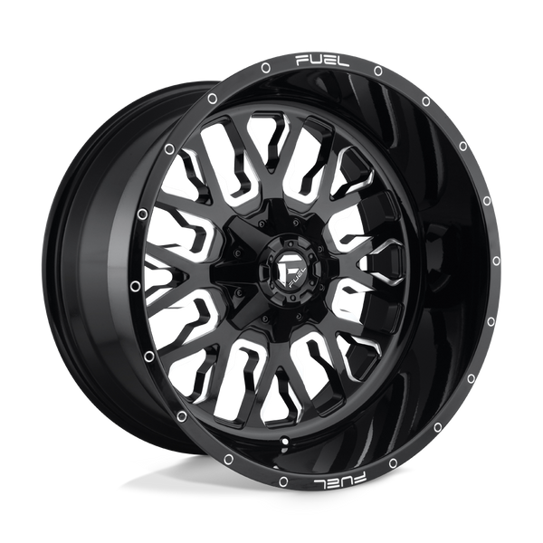 Fuel 1PC D611 STROKE GLOSS BLACK MILLED Wheels for 2013-2023 FORD F-250 F-350 SUPER DUTY [] - 22X10 -18 mm - 22"  - (2023 2022 2021 2020 2019 2018 2017 2016 2015 2014 2013)