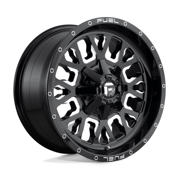 Fuel 1PC D611 STROKE GLOSS BLACK MILLED Wheels for 2013-2023 FORD F-250 F-350 SUPER DUTY [] - 18X9 20 mm - 18"  - (2023 2022 2021 2020 2019 2018 2017 2016 2015 2014 2013)