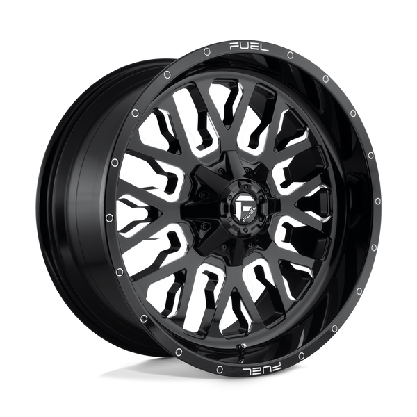 Fuel 1PC D611 STROKE GLOSS BLACK MILLED Wheels for 2013-2023 FORD F-250 F-350 SUPER DUTY [] - 22X10 10 mm - 22"  - (2023 2022 2021 2020 2019 2018 2017 2016 2015 2014 2013)