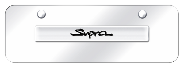 Toyota Supra Name Mini Plate - Chrome on Mirrored License Plate - SUP.N.CCM