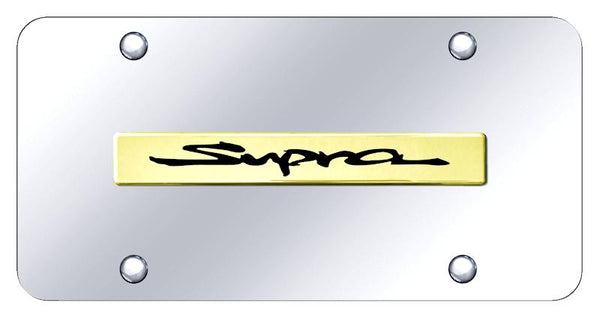 Toyota Supra Gold on Chrome 3D Bar License Plate - SUP.N.GC