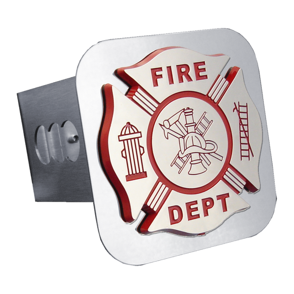 Fire Department Logo Class III Trailer Hitch Plug - Mirrored - T.FIRE.C