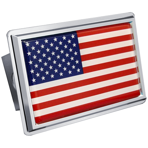 USA Flag Class III Trailer Hitch Plug - Mirrored - T.FLAG.C