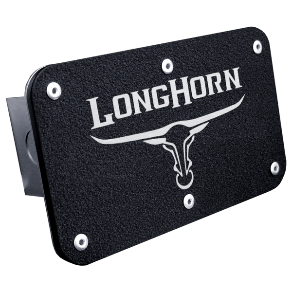 Longhorn Skull Class III Trailer Hitch Plug - Rugged Black - T.LNGH2.RB