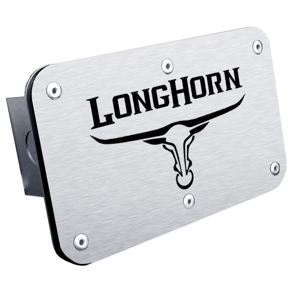 Longhorn Skull Class III Trailer Hitch Plug - Brushed - T.LNGH2.S