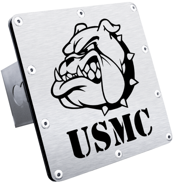 USMC Bulldog Head Class III Trailer Hitch Plug - Brushed - T.MCH.S