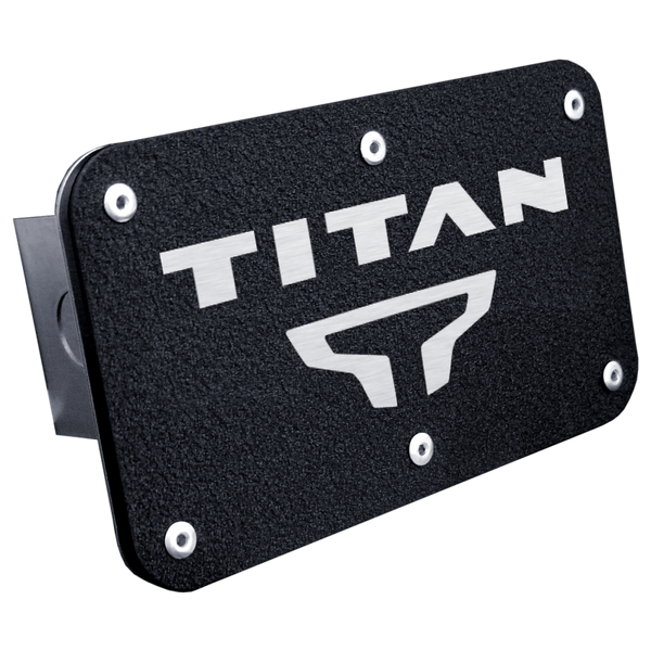 Titan Name and Logo Class III Hitch Plug - Rugged Black - T.TITNL.RB