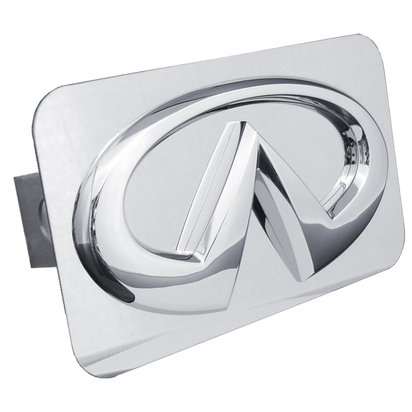 Infiniti Logo Class II Hitch Plug - Chrome on Mirrored - T2.INFL.CC