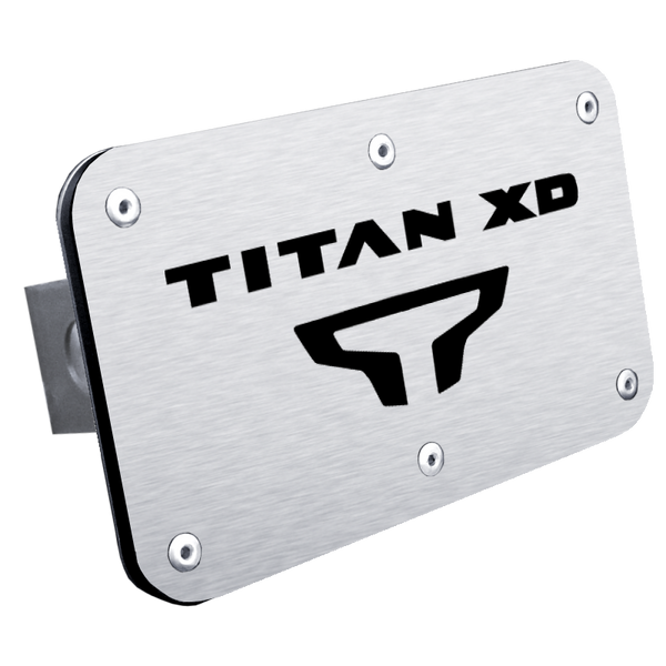 Titan XD Name and Logo Class II Trailer Hitch Plug - Brushed - T2.TXDNL.S