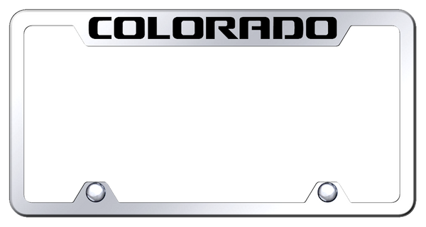 Chevrolet Colorado Steel Truck Cut-Out Frame - Laser Etched Mirrored License Plate Frame - TF.COL.EC