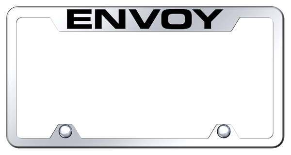 GMC Envoy Steel Truck Cut-Out Frame - Laser Etched Mirrored License Plate Frame - TF.ENV.EC