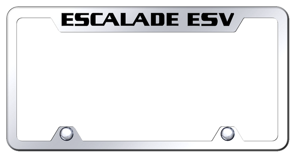 Cadillac Escalade ESV Steel Truck Cut-Out Frame - Etched Mirrored License Plate Frame - TF.ESV.EC